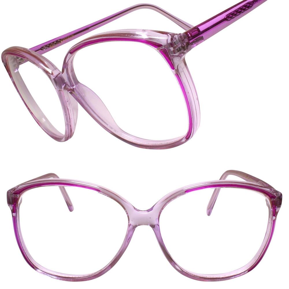 Classic Vintage Retro Fashioned Oversized Square Purple Clear Lens Eye Glasse